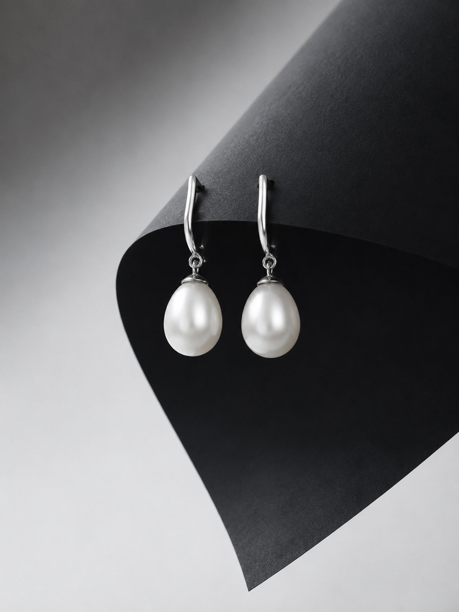 Graceful Freshwater Pearl Silver Drop Earrings