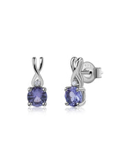 Tanzanite Solitaire Silver Stud Earrings