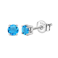 Blue Topaz CZ Half Carat Daily Wear Silver Stud Earrings for Women
