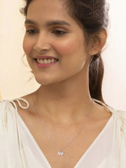 Rose Gold American Diamond Butterfly Necklace In 925 Silver