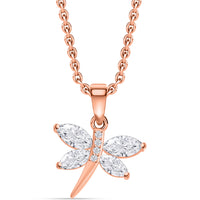 Rose Gold-Plated American Diamond Butterfly Silver Necklace
