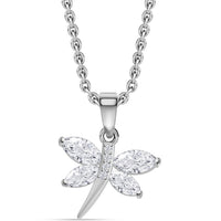 American Diamond Butterfly Necklace In 925 Silver