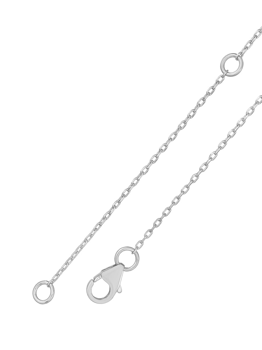 Blue Sapphire And American Diamond Halo Solitaire Necklace Made Silver