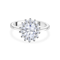 Oval 1.5 Carat Diamond Look Cubic Zirconia Silver Ring