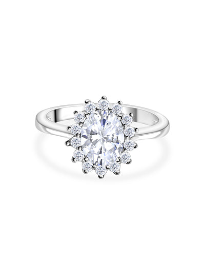 American Diamond Solitaire Silver Ring in 925 Sterling Silver - BIS Hallmarked