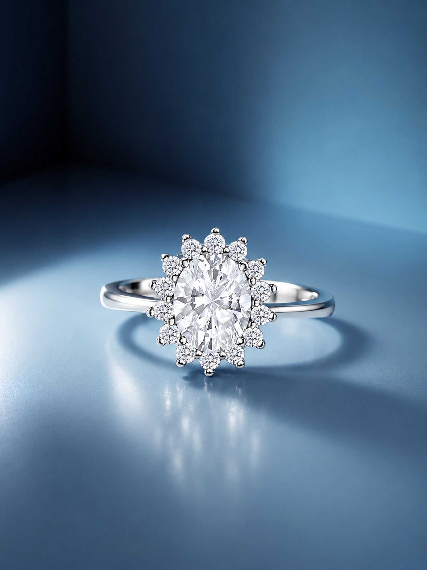 Oval 1.5 Carat Diamond Look Cubic Zirconia Silver Ring