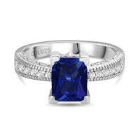 1.5 Carat Blue Sapphire CZ Solitaire Ring in 925 Silver