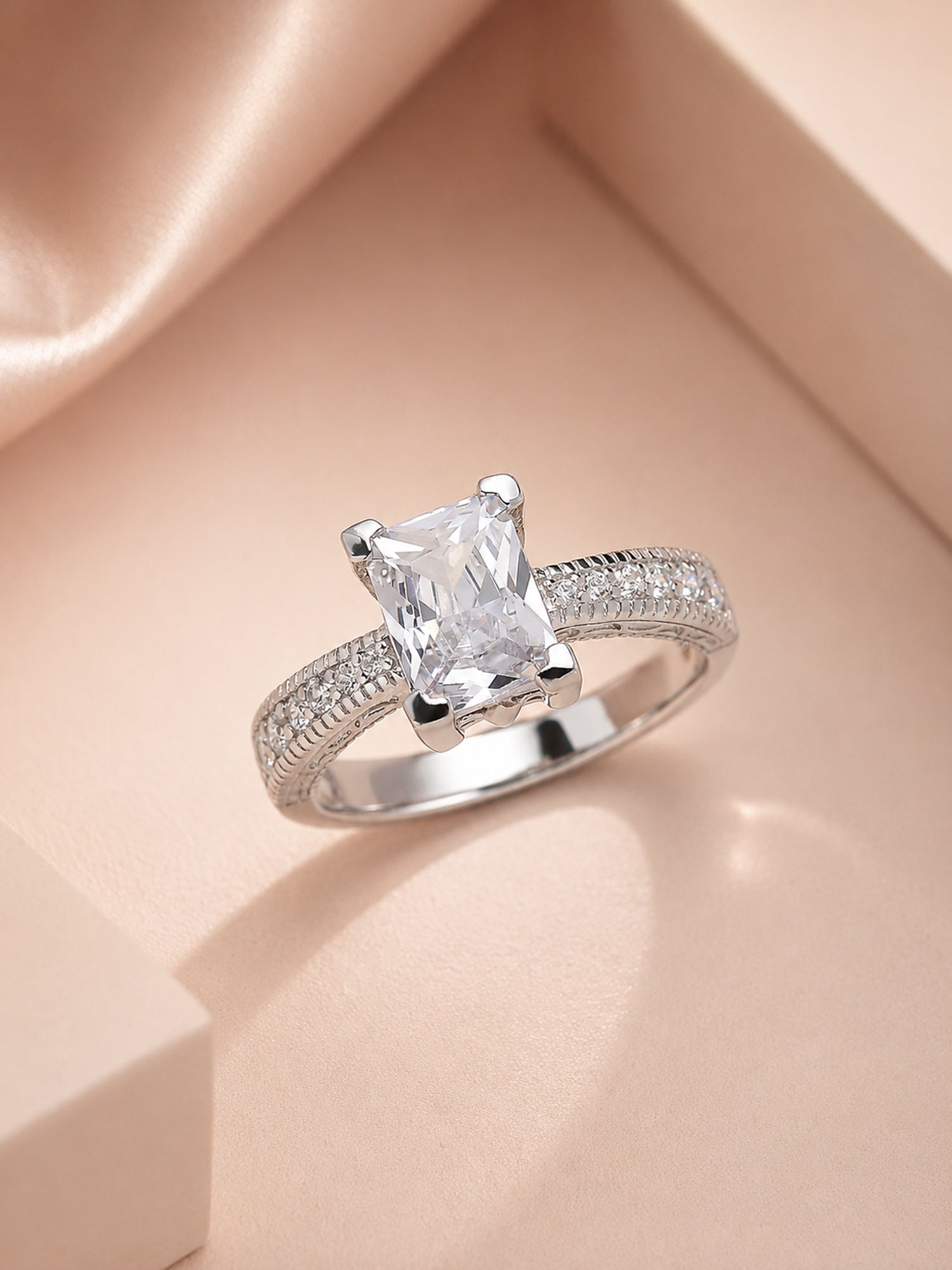 1.5 Carat Octagon Solitaire American Diamond Ring
