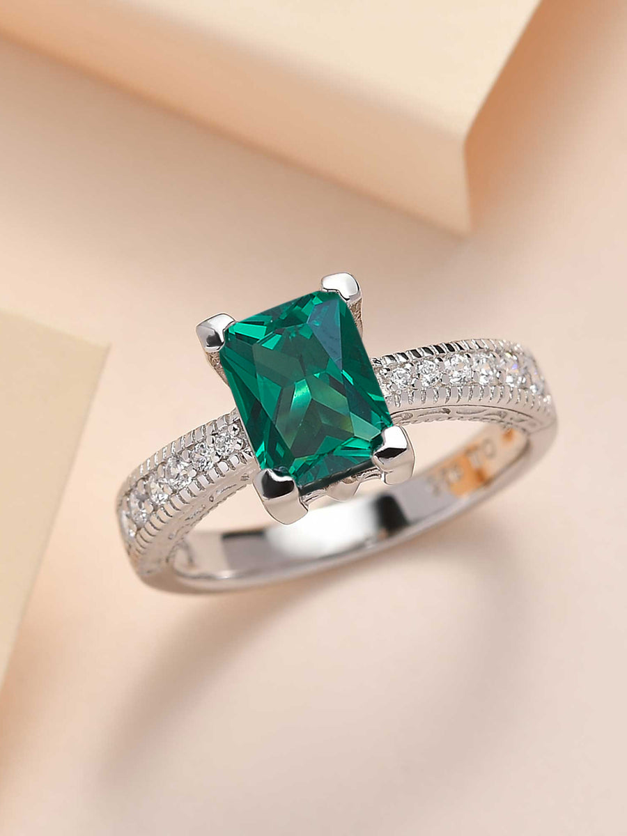 Buy Ct Green Emerald Solitaire Ring – Ornate Jewels