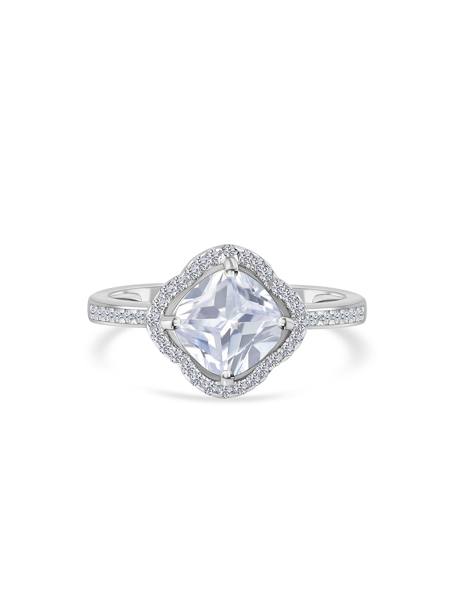 Forever American Diamond Silver Flower Ring