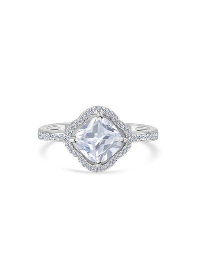 Forever American Diamond Silver Flower Ring