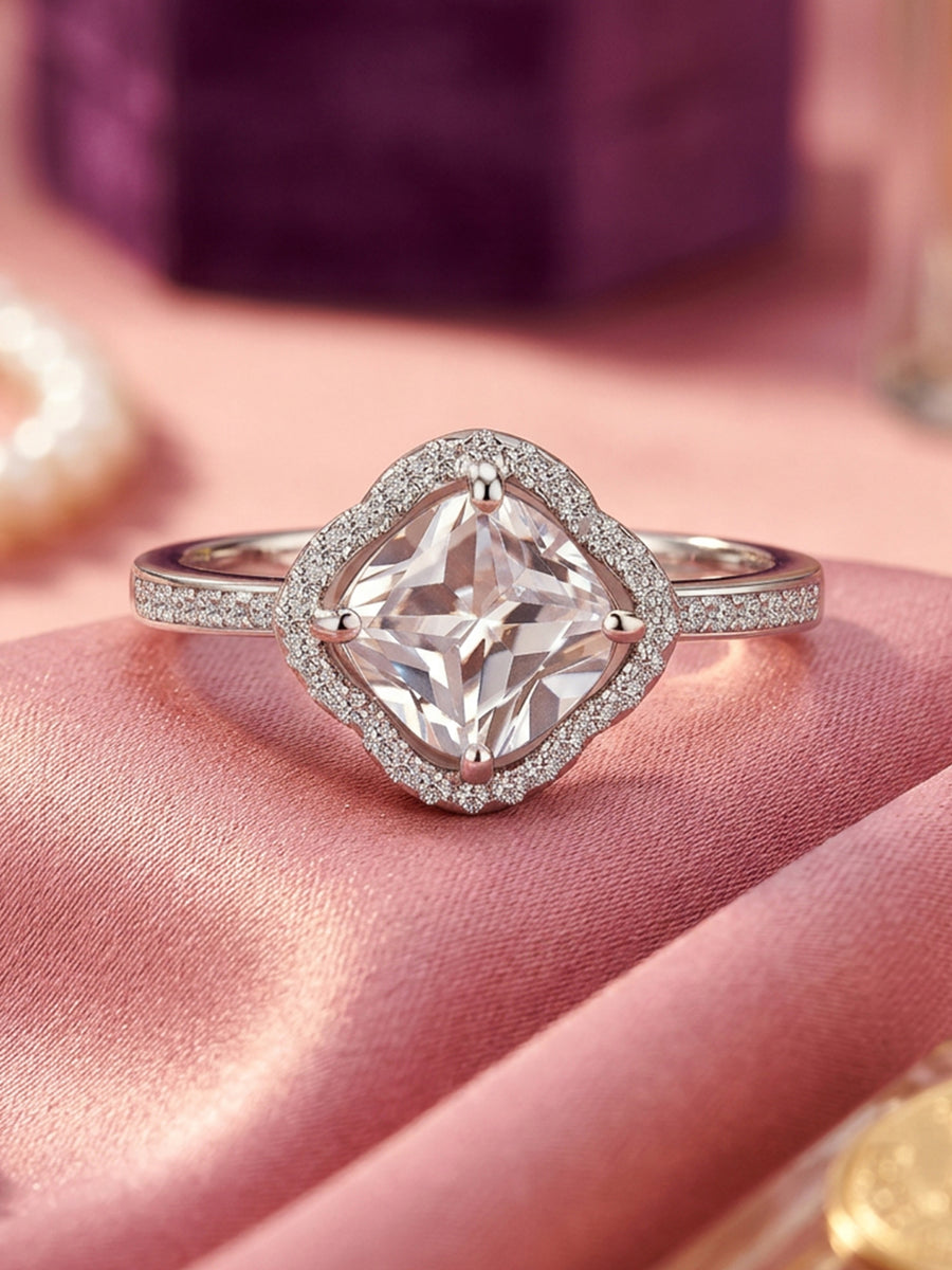 Forever American Diamond Silver Flower Ring