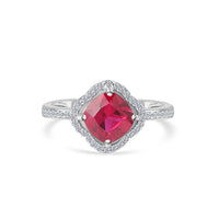 Forever Red Ruby CZ Silver Flower Ring