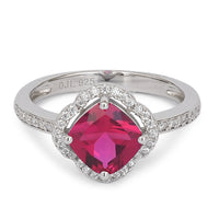 Forever Red Ruby CZ Silver Flower Ring