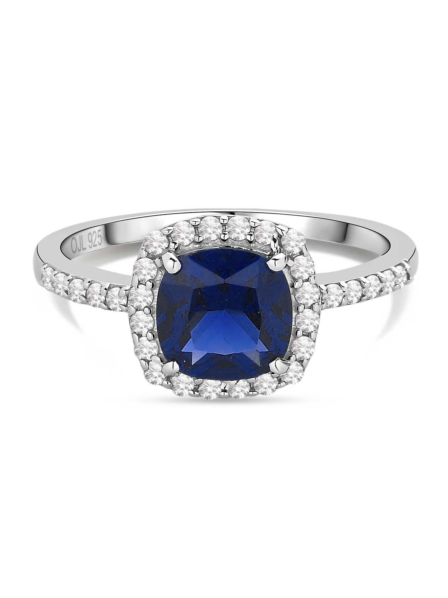 Princess Blue CZ Cocktail Silver Ring for Women