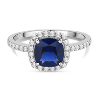 Princess Blue CZ Cocktail Silver Ring for Women