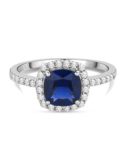 Princess Blue CZ Cocktail Silver Ring for Women