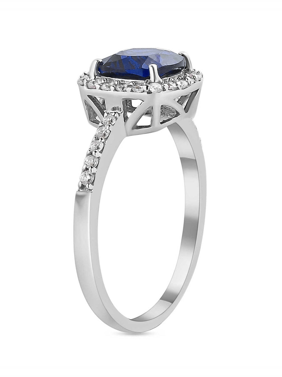 Princess Blue CZ Cocktail Silver Ring for Women
