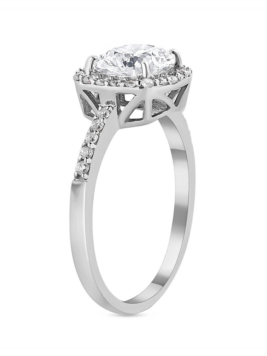 Princess American Diamond Cocktail Silver Ring for Women