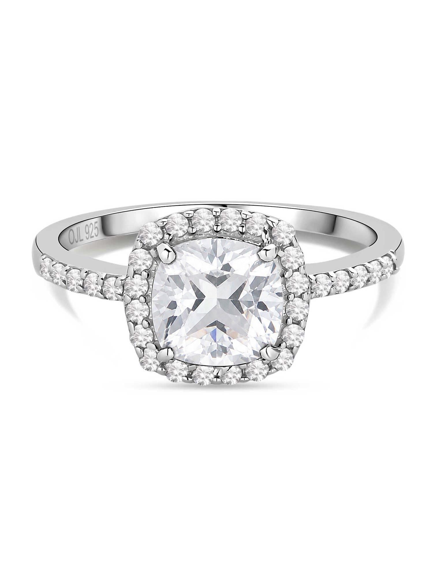 Princess American Diamond Cocktail Silver Ring for Women
