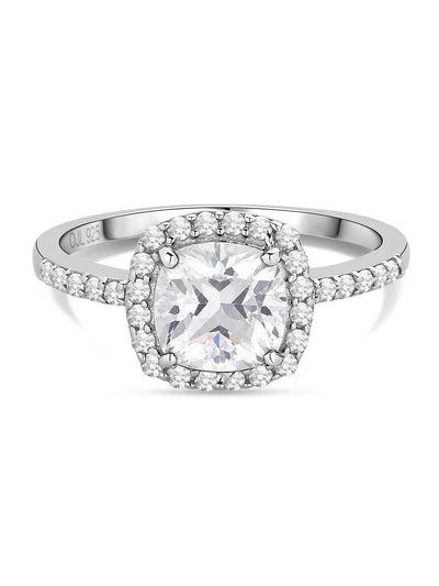 Princess American Diamond Cocktail Silver Ring for Women
