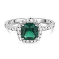 Princess Emerald CZ Cocktail Silver Ring for Women