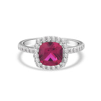Princess Red Ruby CZ Silver Ring for Women