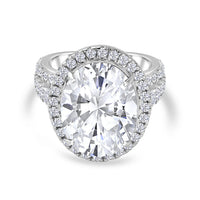Glamm American Diamond Oval Ring In 925 Silver
