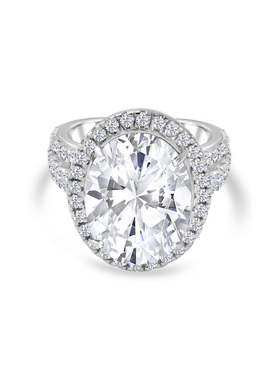 GLAMS AMERICAN DIAMOND OVAL RING IN 925 SILVER