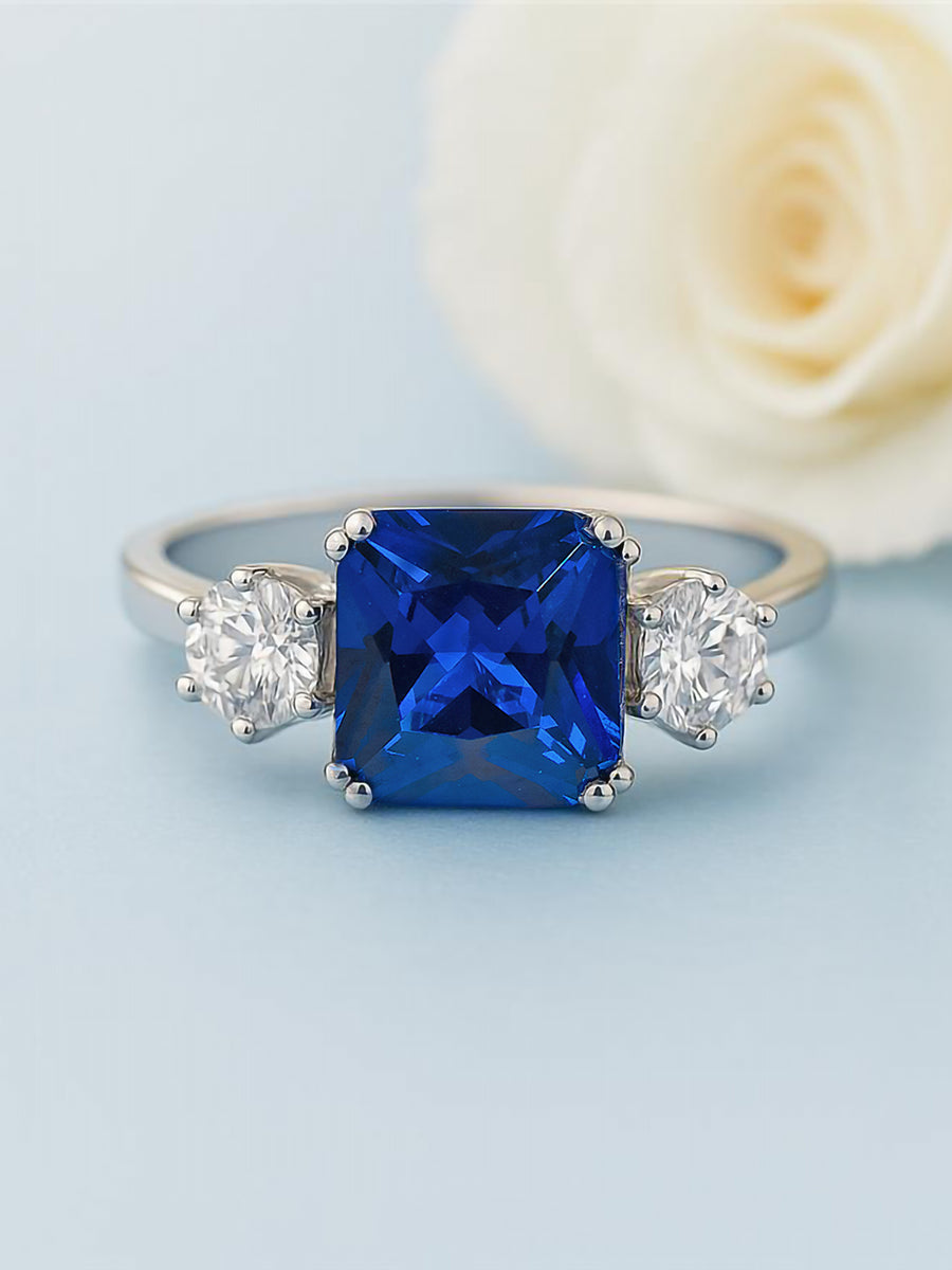 Royal Blue Sapphire 925 Silver Ring for Girls at Best Price