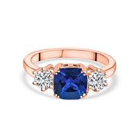 Meghan Markle Blue Sapphire CZ Ring in Rose Gold