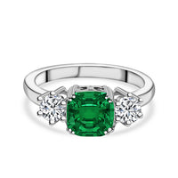 Meghan Markle Design Silver Ring in Emerald CZ for Women