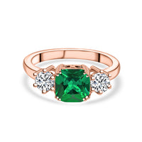 Green Emerald CZ Meghan Markle Design Rose Gold Ring