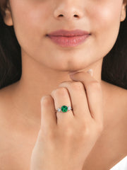 Green Emerald Meghan Markle Design Rose Gold Ring