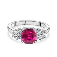 Ruby CZ Meghan Markle Design Silver Ring for Women
