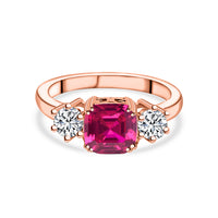 Meghan Markle Design Rose Gold Ring In Ruby CZ