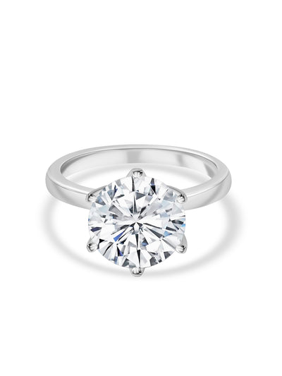 American Diamond Solitaire Silver Ring in 925 Sterling Silver - BIS Hallmarked