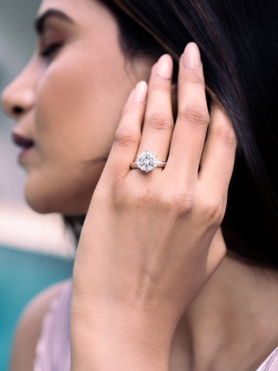 Diamond Solitaire Ring Silver Ring With American Diamond American