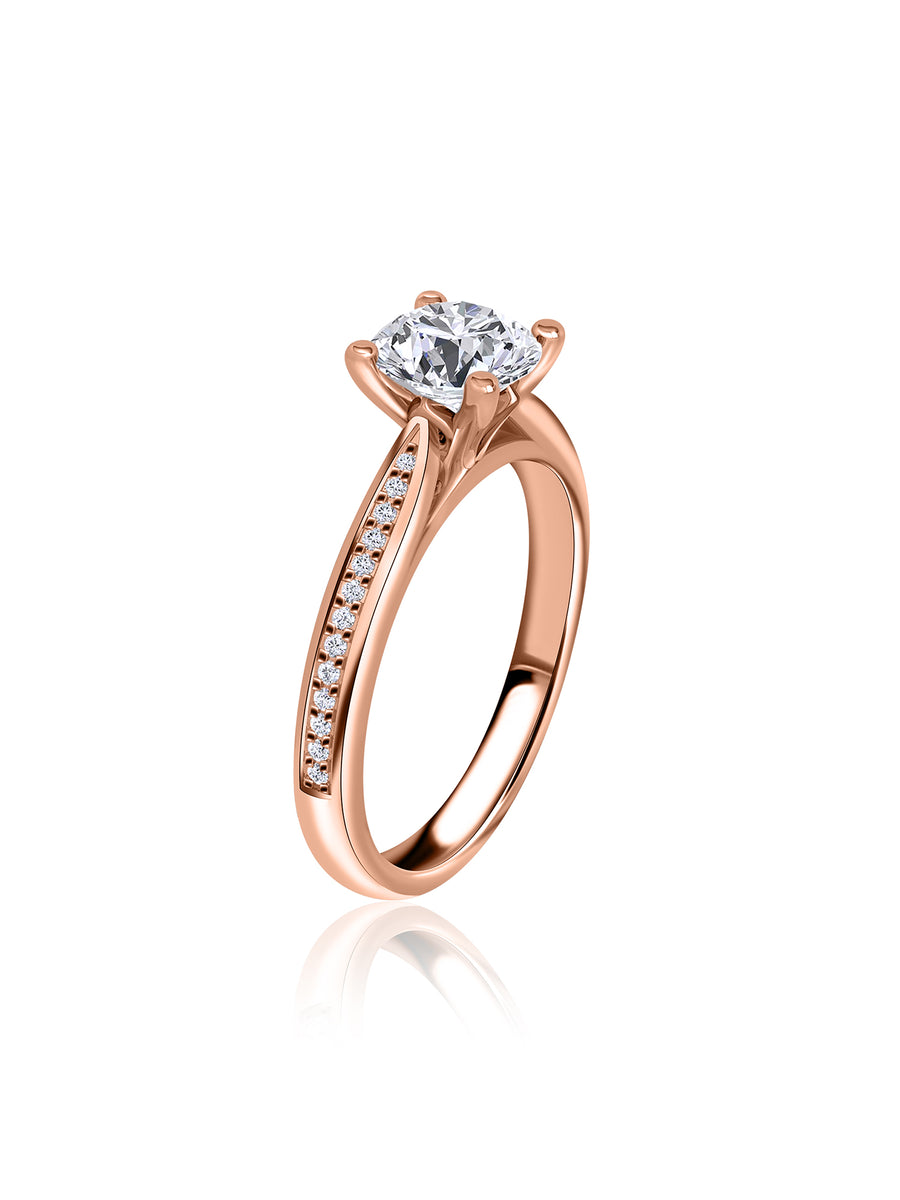 Golden Embrace Round Diamond Solitaire Ring