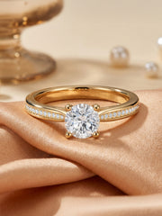Golden Embrace Round Diamond Solitaire Ring