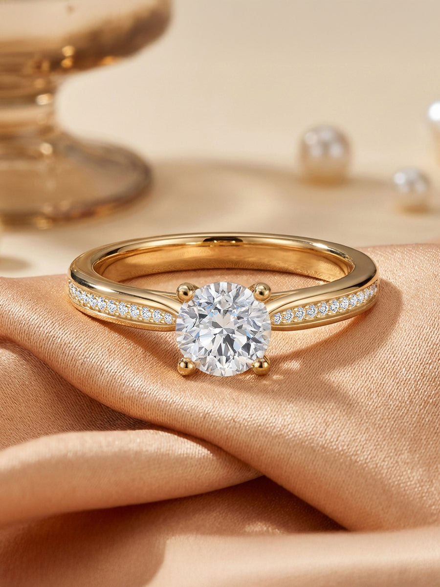 Golden Embrace Round Diamond Solitaire Ring