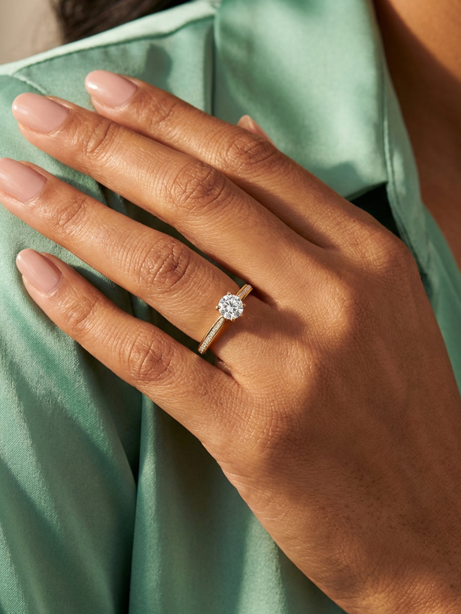 Golden Embrace Round Diamond Solitaire Ring