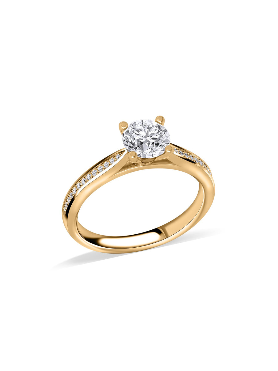 Golden Embrace Round Diamond Solitaire Ring