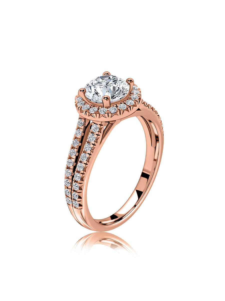 Radiant Halo Glow Lab Grown Diamond Gold Ring