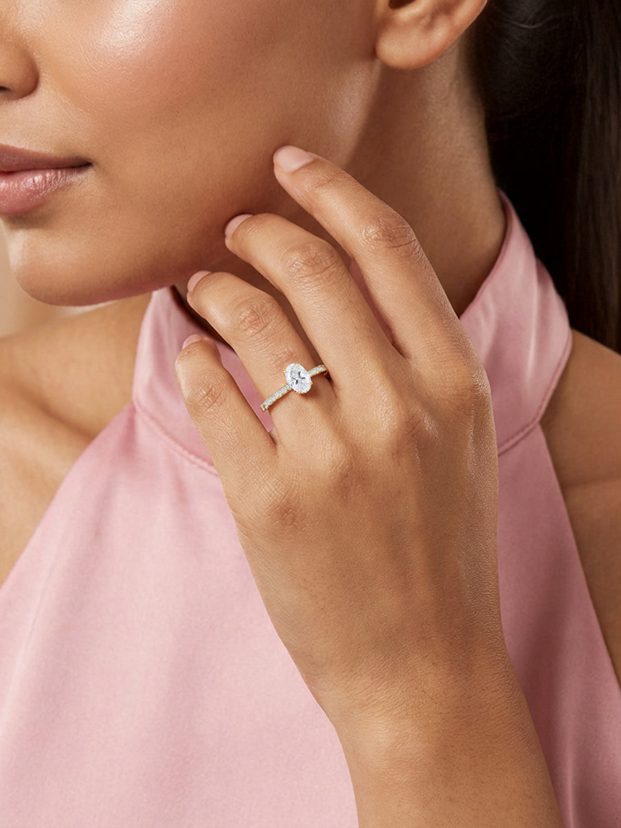 Ornate 1 Carat Oval Solitaire Ring