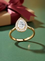 1 Carat Pear Lab Grown Diamond Halo Ring