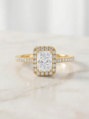 1 Carat Lab Grown Diamond Engagement Halo Ring