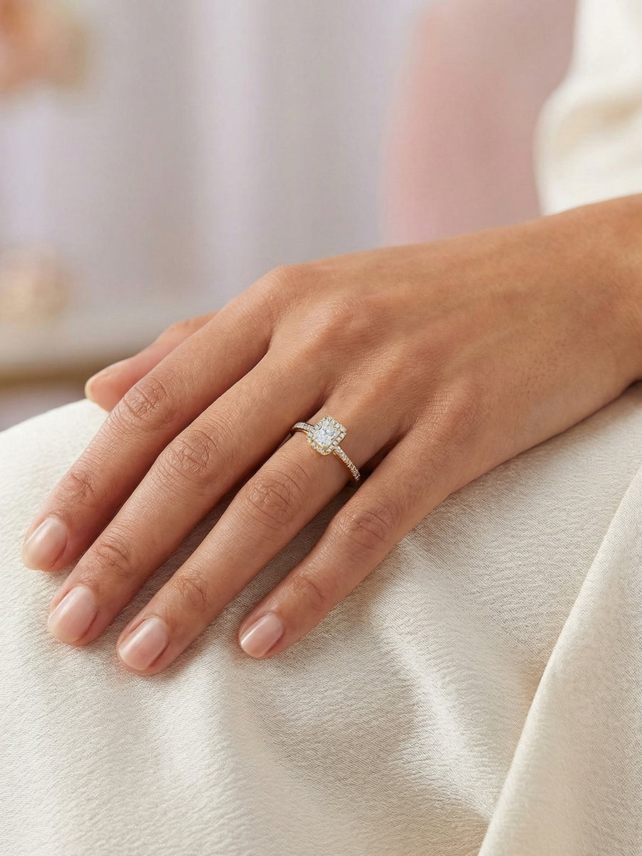 1 Carat Lab Grown Diamond Engagement Halo Ring