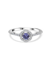 Tanzanite Lab Diamond Silver Ring