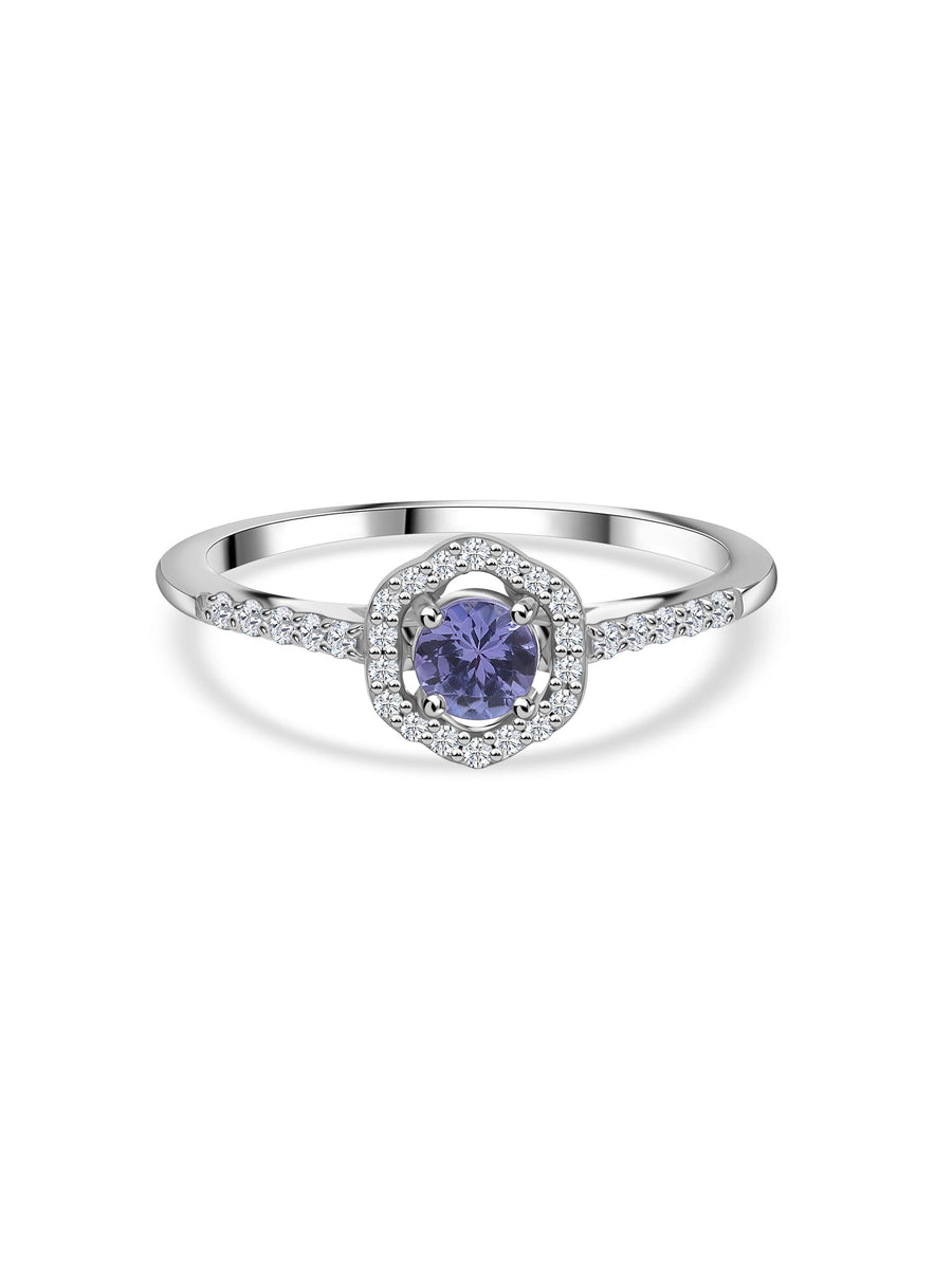 Tanzanite Lab Diamond Silver Ring